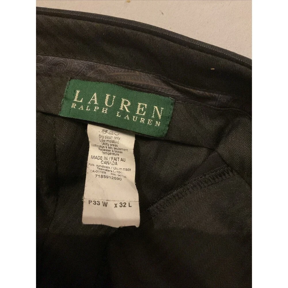 Lauren Ralph Lauren Men’s Black Pinstripe Single Breasted Suit 42L Pants 33 X32